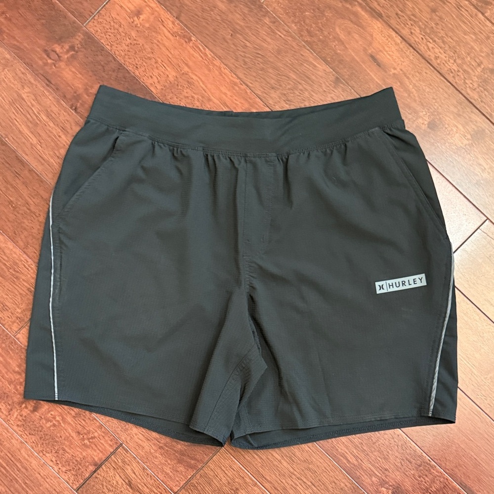Hurley Black Athletic Shorts with Reflective Trim